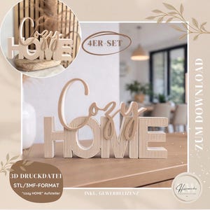 File di stampa 3D STL e 3MF "Cozy Home" espositore, set di 4 pannelli, stampa leopardata e vuoto, arredamento per la casa, inclusa licenza commerciale