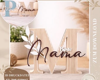 STL & 3MF 3D print file "Best Mom" standee | Panel look | Mother's Day gift