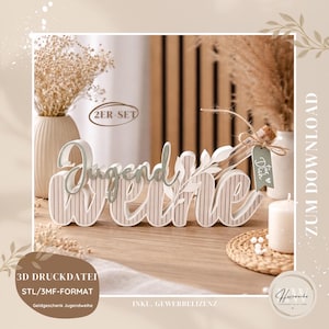 STL & 3MF 3D Druckdatei Jugendweihe Aufsteller | Reagenzglas Halter | 2er Set | Paneel u. blanko