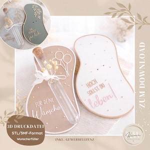 May include: A selection of decorative gift tags with test tubes. The tags are in beige and green, with German text. One tag says "Happy Birthday". The tags are decorated with dried flowers and ribbons. The tags are for gifts.