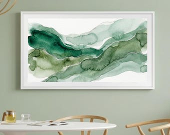Arte para TV Samsung Frame / Bosque abstracto verde esmeralda y plateado / Descarga 4K / Dosel forestal