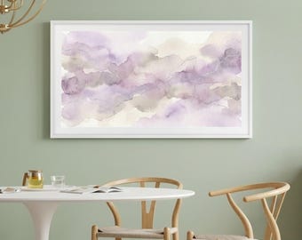 Arte para TV Samsung Frame / Acuarela abstracta en tonos lavanda y plateado / Descarga 4K / Niebla lavanda