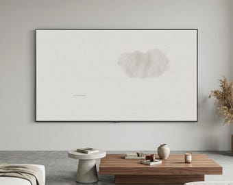 Marco para televisor Samsung con arte lineal de atención plena en crema - Recordatorio zen de quietud / Papel texturizado minimalista / Edición de día tranquilo Arte para TV 4K