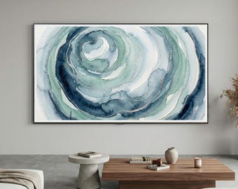 Arte para TV Samsung Frame / Ágata costera abstracta en verde azulado y verde / Descarga 4K / Ágata costera