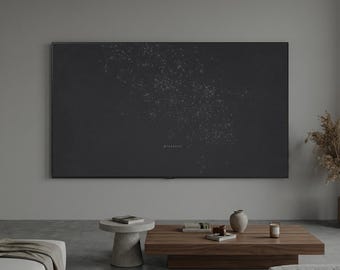 Arte lineal de atención plena Japandi en carbón oscuro y melancólico para Samsung Frame TV / Recordatorio de presencia zen / Wabi Sabi minimalista texturizado / Arte en modo nocturno