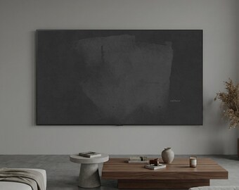 Arte lineal de atención plena Japandi en carbón oscuro y melancólico para Samsung Frame TV / Reflect Zen Reminder / Wabi Sabi Minimalista Texturizado / Arte en modo nocturno