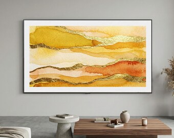 Arte para TV Samsung Frame / Textura abstracta dorada y amarilla / Descarga digital 4K / Sol ámbar