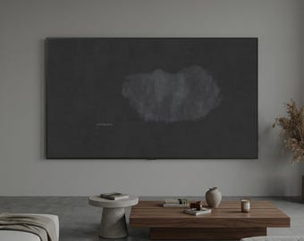 Arte lineal de atención plena Japandi en carbón oscuro y melancólico para Samsung Frame TV / Quietud Zen Reminder / Wabi Sabi Minimalista Texturizado / Arte en modo nocturno