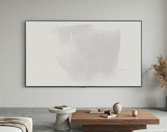 Marco para TV Samsung con arte lineal de atención plena en crema - Reflect Zen Reminder / Papel texturizado minimalista / Edición Calming Day TV Art 4K
