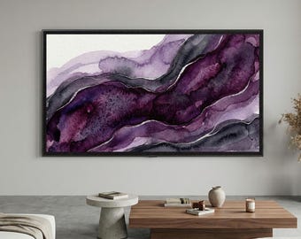 Arte para TV Samsung Frame / Textura abstracta morada y dorada / Descarga 4K / Veta de amatista