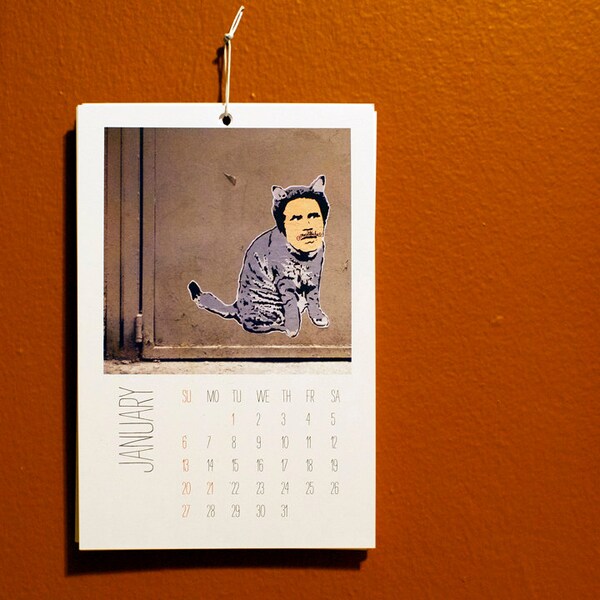 Handmade, 100% recycled paper Wall Calendar 2013 NEW YORK street art - - photo a month