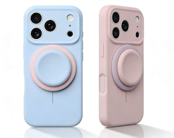 Pastel Silicone iPhone Case | Magnetic Pop Grip Shockproof Protective Cover for Daily Use Minimalist Aesthetic Style