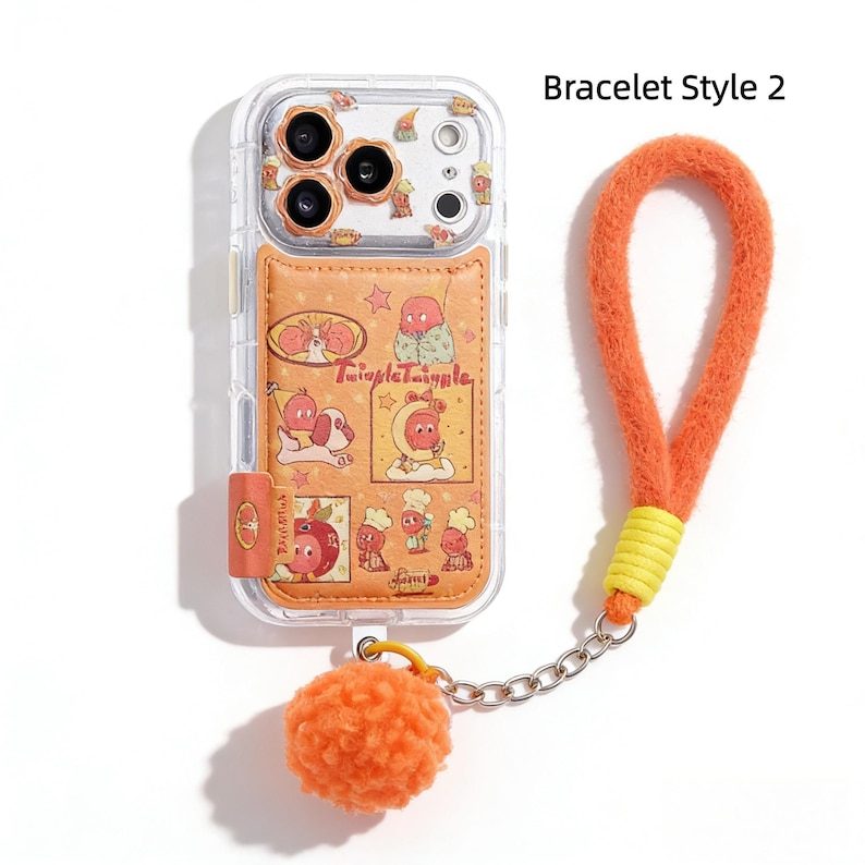 Kawaii Card Holder iPhone Case | Plush Bracelet My Melody Hello Kitty Shockproof Protective Cover Bracelet Style 2