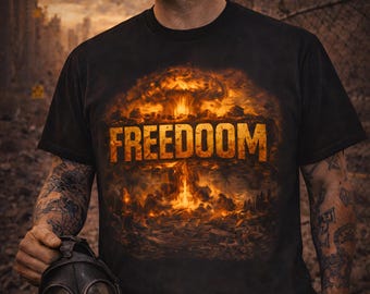 Maglietta Freedom Mushroom Cloud / Grafica patriottica dell'Apocalisse