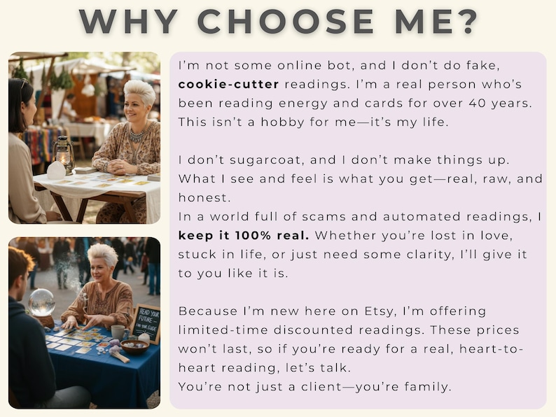 Close up of a psychic medium focusing her energy for a same hour love reading.