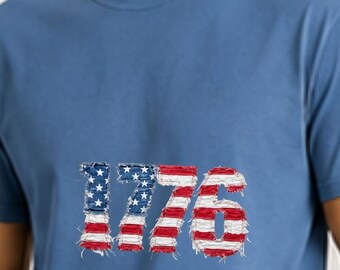1776 USA Sweatshirt, Vintage American Flag Crewneck 4th of July Pullover S-4XL