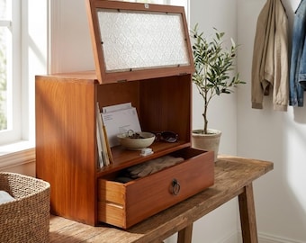 Vintage Wooden Tabletop Organizer with Drawer