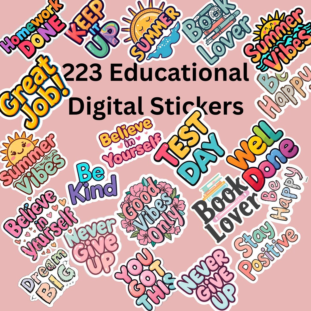 Educational 223 Bundle Digital Stickers PNG | Learning Stickers for ...