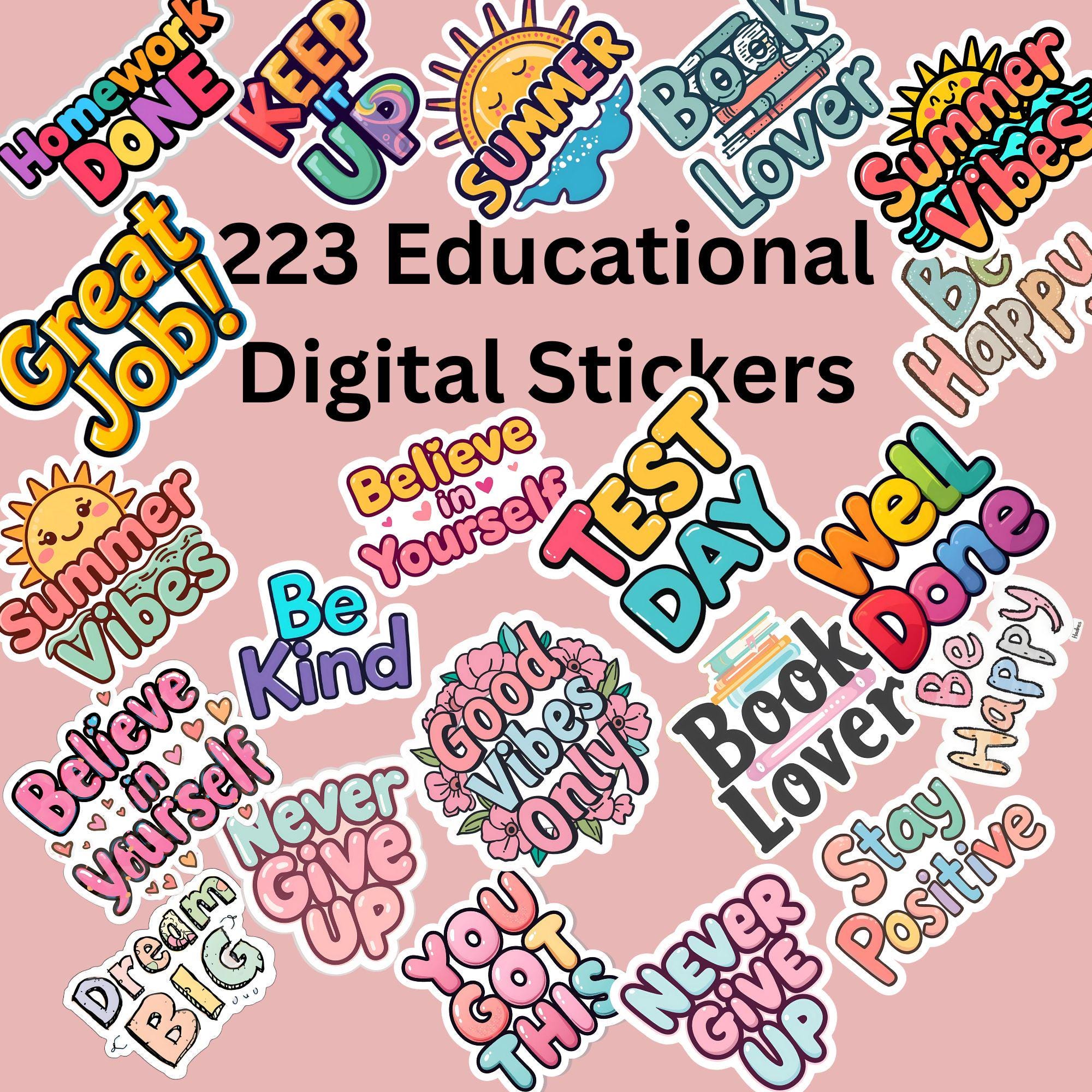 Line Sticker Student Educational 223 Bundle Digital Stickers PNG | Learning Stickers for ...