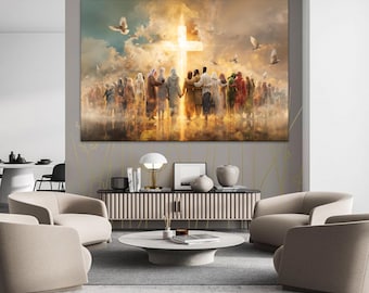 Quadro em tela com a Cruz da Fé – Decoração Cristã