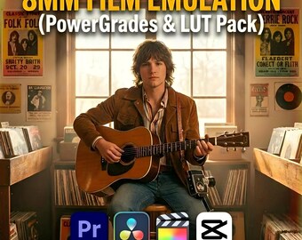 8mm Film LUTs & Power Grades Bundle | Vintage Super 8 Look for DaVinci Resolve | Cinematic LOG Footage Color Grading Pack