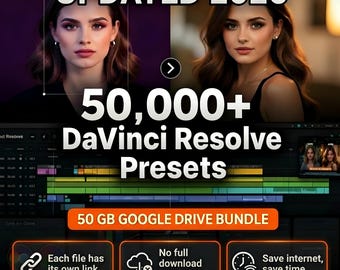DaVinci Resolve Presets Bundle | 70,000+ Cinematic LUTs, Titles, FX Effects