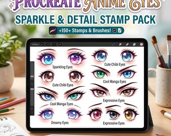 Procreate Anime Eyes Stamps, Male & Female Manga Eye Stamp Brush Pack, Chibi Expression Guides, Drawing Stamps for iPad Procreate