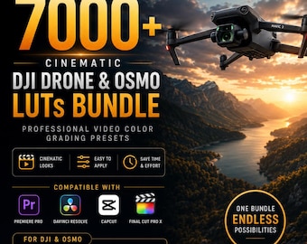 7000+ Cinematic DJI Drone & Osmo LUTs Bundle | Video Color Grading Presets for D-Log, D-Log M, D-Cinelike | Premiere DaVinci CapCut FCPX