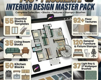 Procreate Interior Design Stamps Bundle | Furniture, Architecture, Floor Plans (iPad Brushes)