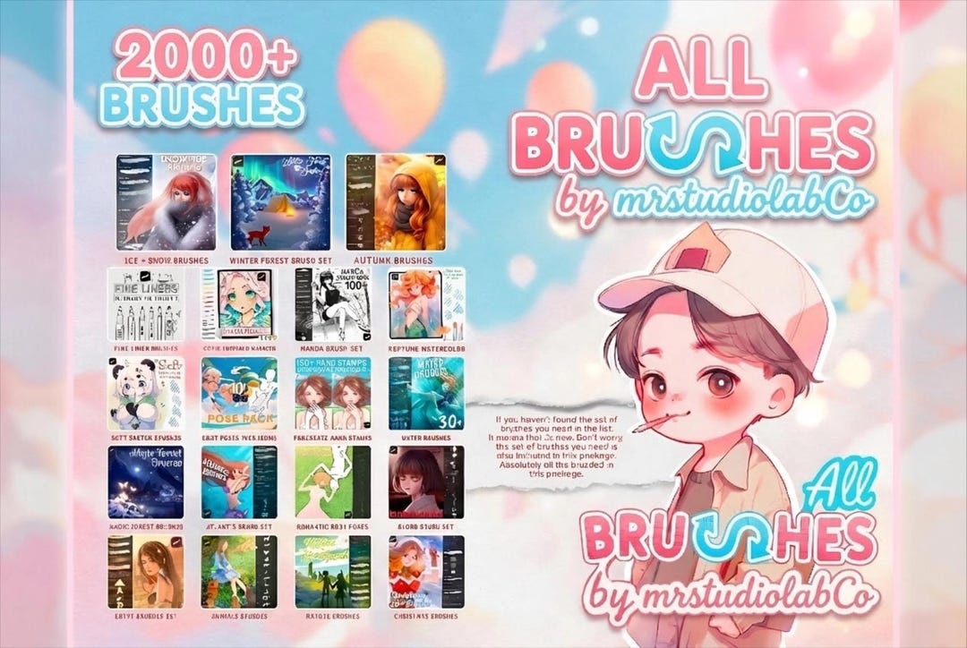 2000+ Procreate Brushes Mega Bundle | Complete Artist Set, No Stamps ...