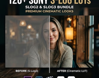 120+ Cinematic Sony S-Log LUTs Bundle V.3 | Professional Color Grading LUTs for Sony A7SIII, FX3, FX30, A7IV | S-Log2 & S-Log3 .CUBE Luts