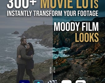 300+ Cinematic LUTs | Moody Film Looks & Retro Grainy Filters | Viral Color Grading Pack for Reels, TikTok , YouTube Creators