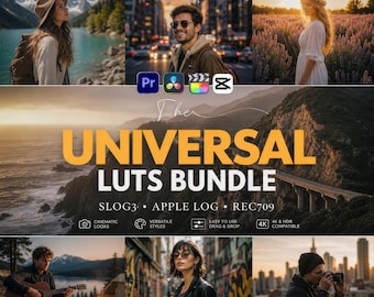 Natural Cinematic LUTs Bundle for Premiere Pro, DaVinci Resolve, CapCut, Final Cut Pro | SLOG3 Apple Log Rec709 LUT Pack