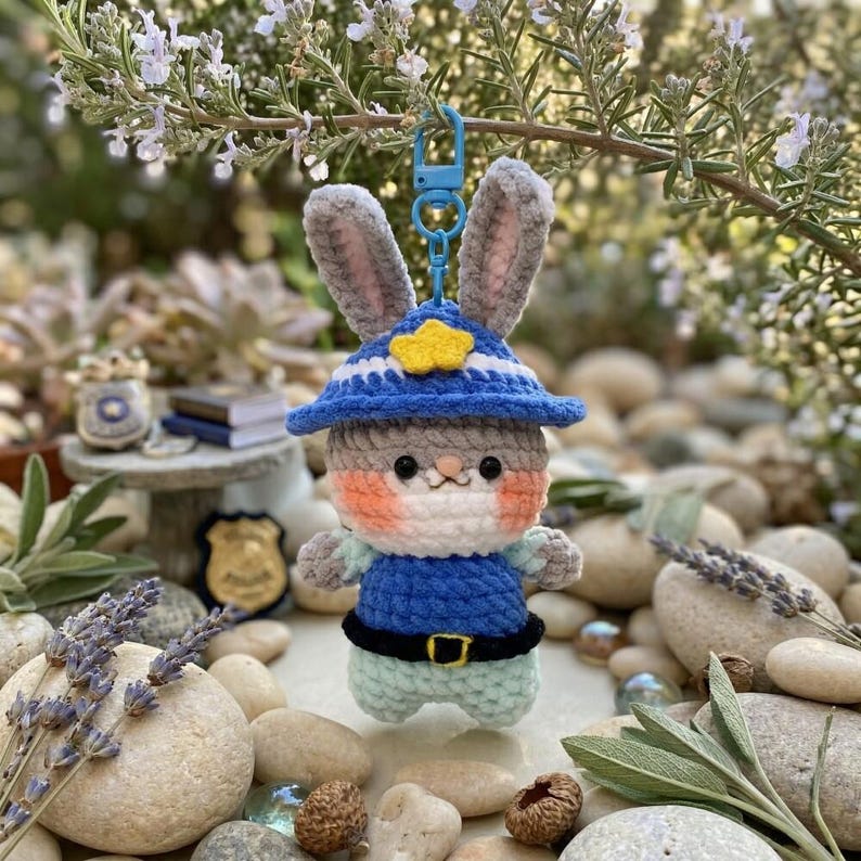 Crochet Fox and Bunny Keychain, Handmade Nick Judy Zootopia Amigurumi Plushie Bag Charm image 3