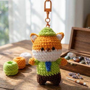 Crochet Fox and Bunny Keychain, Handmade Nick Judy Zootopia Amigurumi Plushie Bag Charm image 2