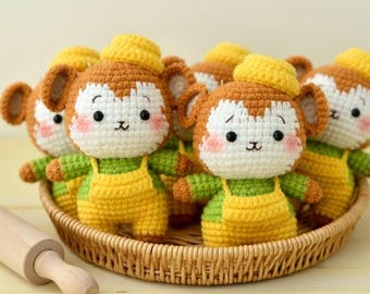 かぎ針編みの猿のキーホルダー、かわいいぬいぐるみバッグチャームギフト