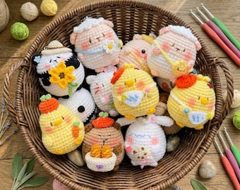 Crochet Animal Keychain, Cute Kawaii Amigurumi Plush, Handmade Bag Charm, Gift for Her