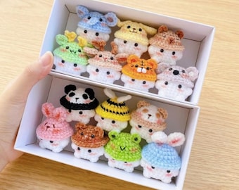 かわいいかぎ針編みの動物キーホルダー、手作りのあみぐるみぬいぐるみバッグチャーム、彼女への小さなぬいぐるみギフト、かわいいキーリング、誕生日プレゼントのアイデア