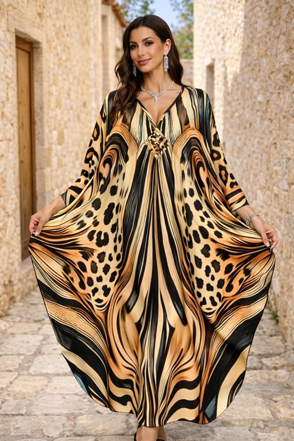 Leopard V Neck Maxi Dress - Etsy