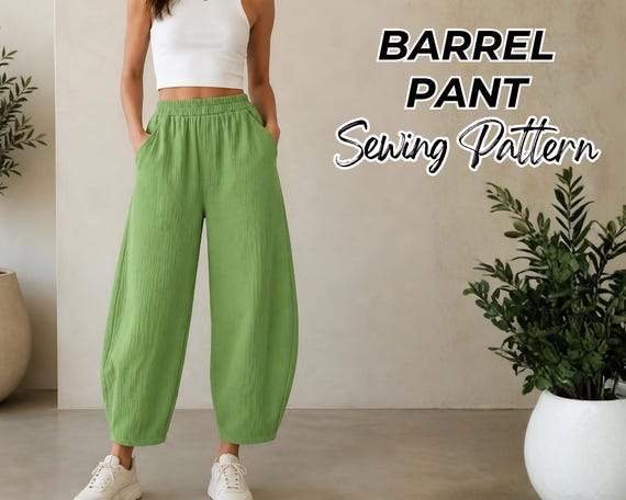 Barrel Pant Sewing Pattern PDF, Barrel Leg Pant Sewing Pattern, A0 A4 Printable Pattern , Instant Downlaod, Beginner Friendly Instruction