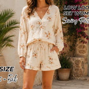 Summer Sewing Pattern Loose Women, Loose Fit Top and Shorts Set, Plus Size PDF Pattern XS-5XL, Sewing Pattern