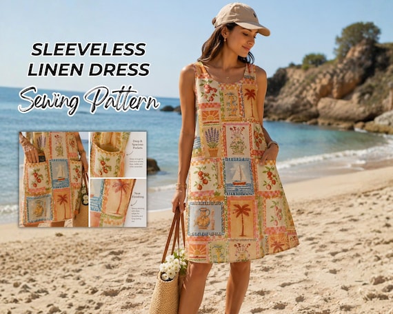 a line tunic dress pattern Sleeveless Linen Sewing | Scoop Neck A-Line with Pockets 80discount michseifert on LTK My Actual Bust is:40