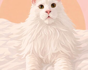 Retrato de gato personalizado a partir de foto, ilustración de mascota personalizada, impresión digital de gato, regalo para amantes de los gatos, 1 persona