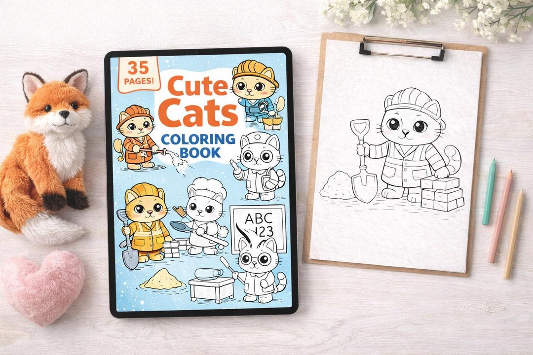 Cute Cats Coloring Book for Kids | 35 Fun & Easy Coloring Pages ...