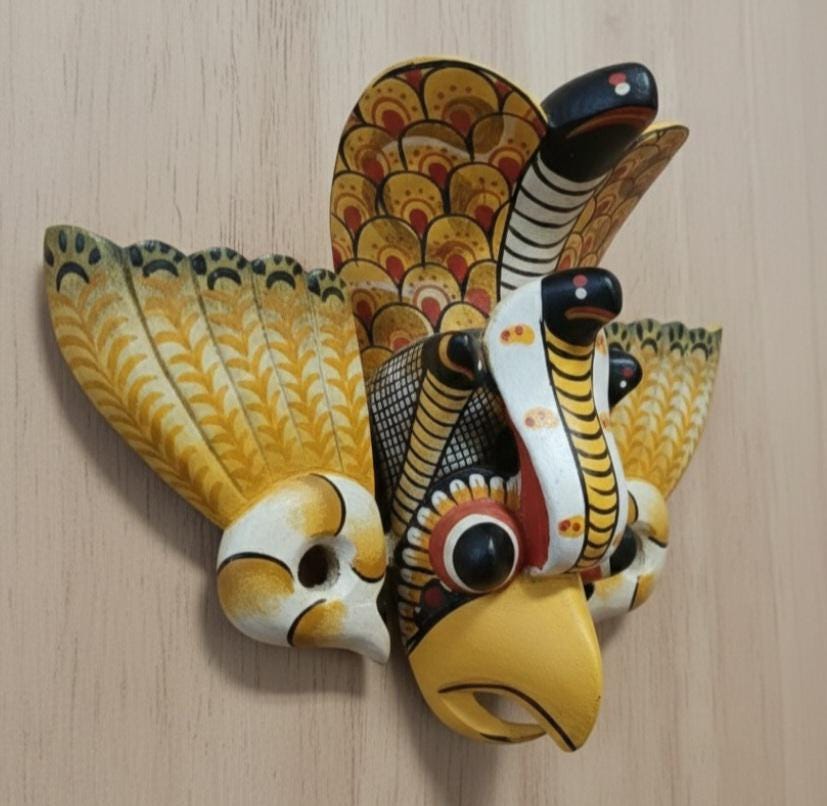 Authentic Sri Lankan Gurulu Raksha Mask| Hand-carved Ceylon Bird Demon ...