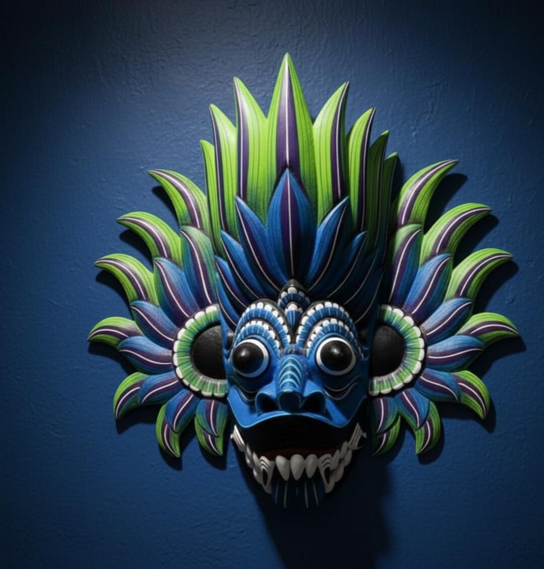 Sri Lankan Gini Raksha Mask,hand Carved Fire Demon Wall Art,traditional ...
