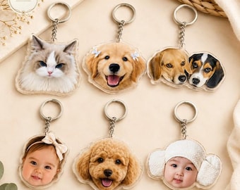 Custom Acrylic Photo Keychain, Personalized Pet Portrait Keepsake