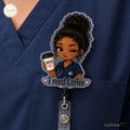 Custom Chibi Nurse Badge Reel, Personalized Healthcare ID Holder, Retractable Acrylic Badge Clip, Vet Tech Gift