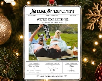 Custom Photo Acrylic Ornament, Pregnancy Announcement Keepsake, Baby First Christmas Gift