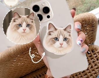 Personalized Pet Photo MagSafe Phone Grip, Custom Resin Stand, Pet Lover Accessory